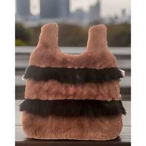 Anthropologie Y2K Faux Fur Color Block Tote Brown Black